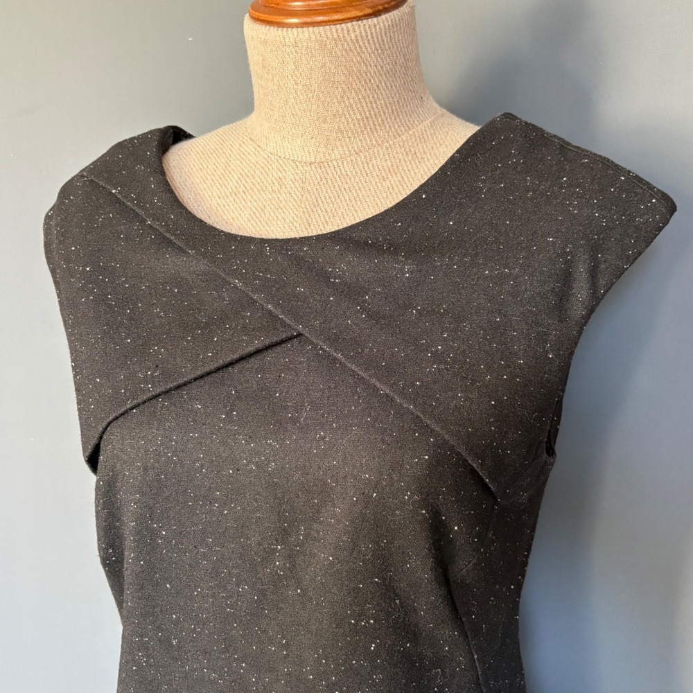Helmut Lang Astral Wool Speckled Oragami Black Dress | Sz S 4-6 | Fall 2011